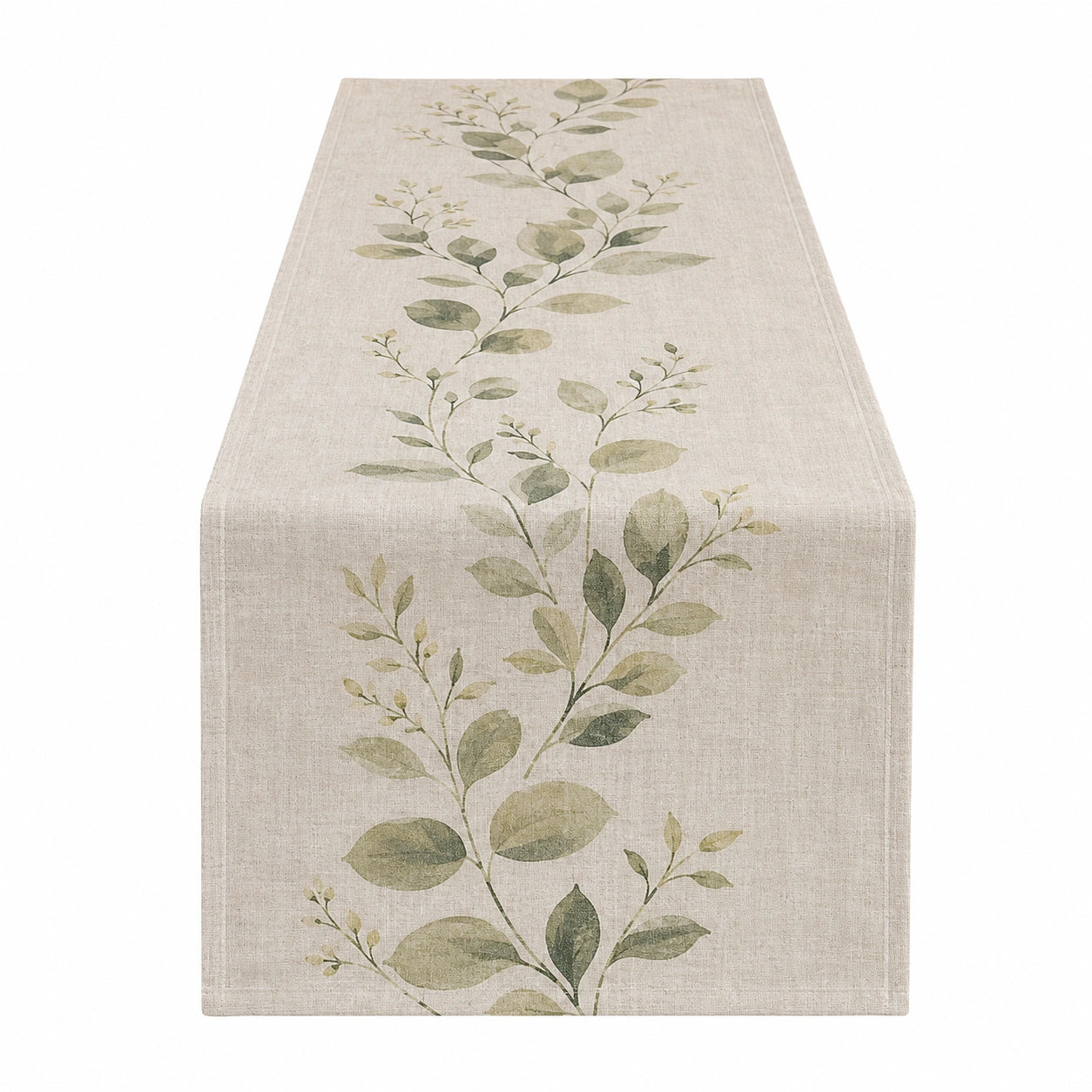 Runner da Tavolo con Motivo Foglie Verdi 150x40 cm