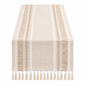Runner da Tavolo Beige con Frange Decorative