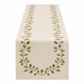 Runner da Tavola Beige con Motivo Foglie Verdi