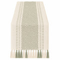 Runner da Tavolo Decorativo con Nappe Verde e Beige 180x33cm