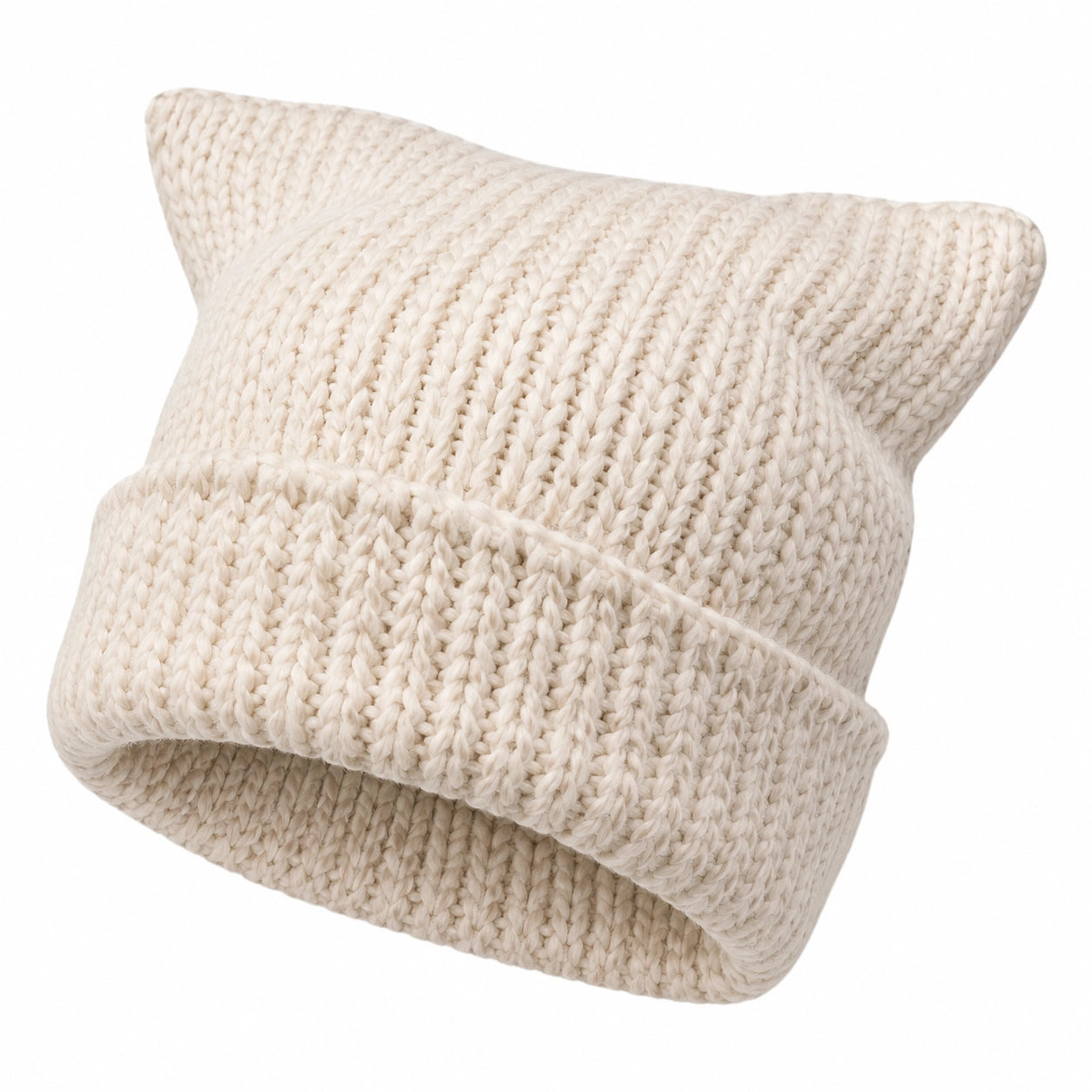 Berretto Invernale a Maglia con Orecchie Beige
