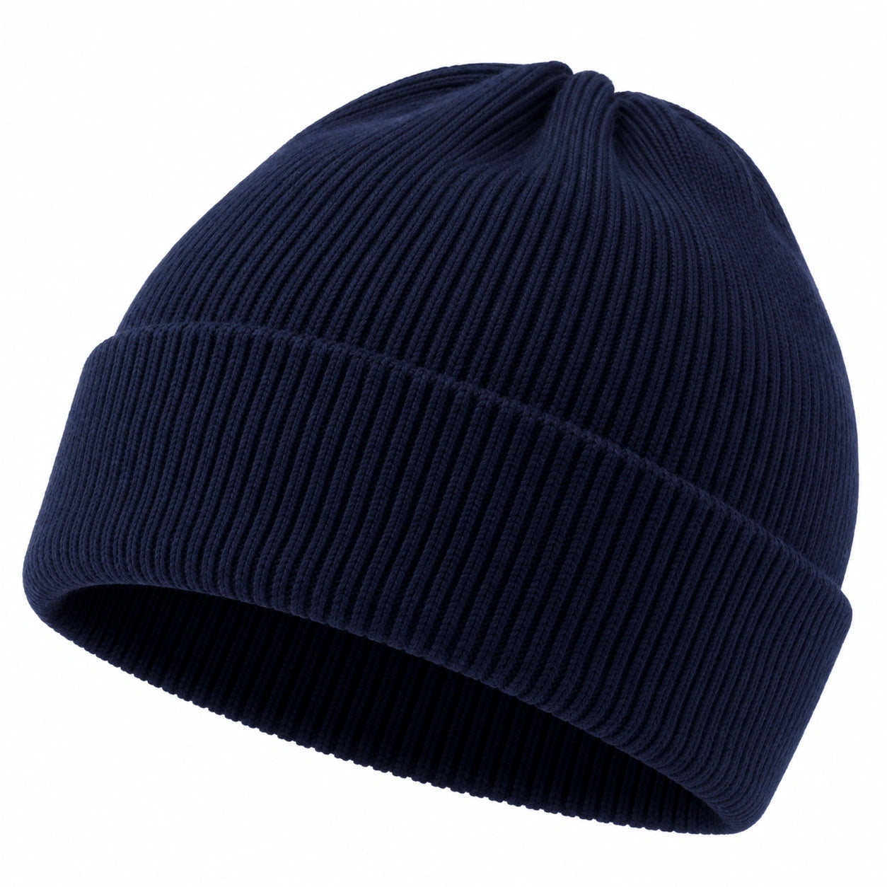 Cappello Beanie a Costine Blu Scuro Unisex
