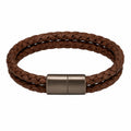 Bracciale Doppio Giro Intrecciato Marrone con Chiusura Magnetica