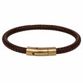 Bracciale intrecciato marrone con chiusura in ottone
