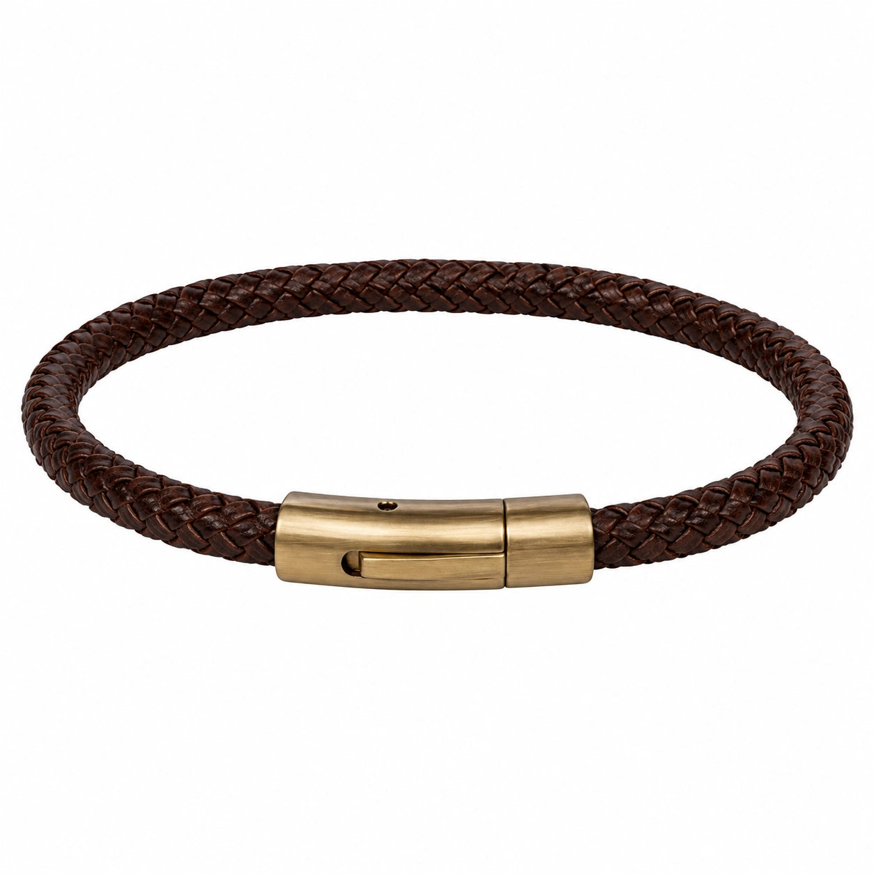 Bracciale intrecciato marrone con chiusura in ottone