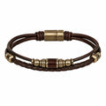 Bracciale Intrecciato Multistrato con Chiusura Magnetica Marrone