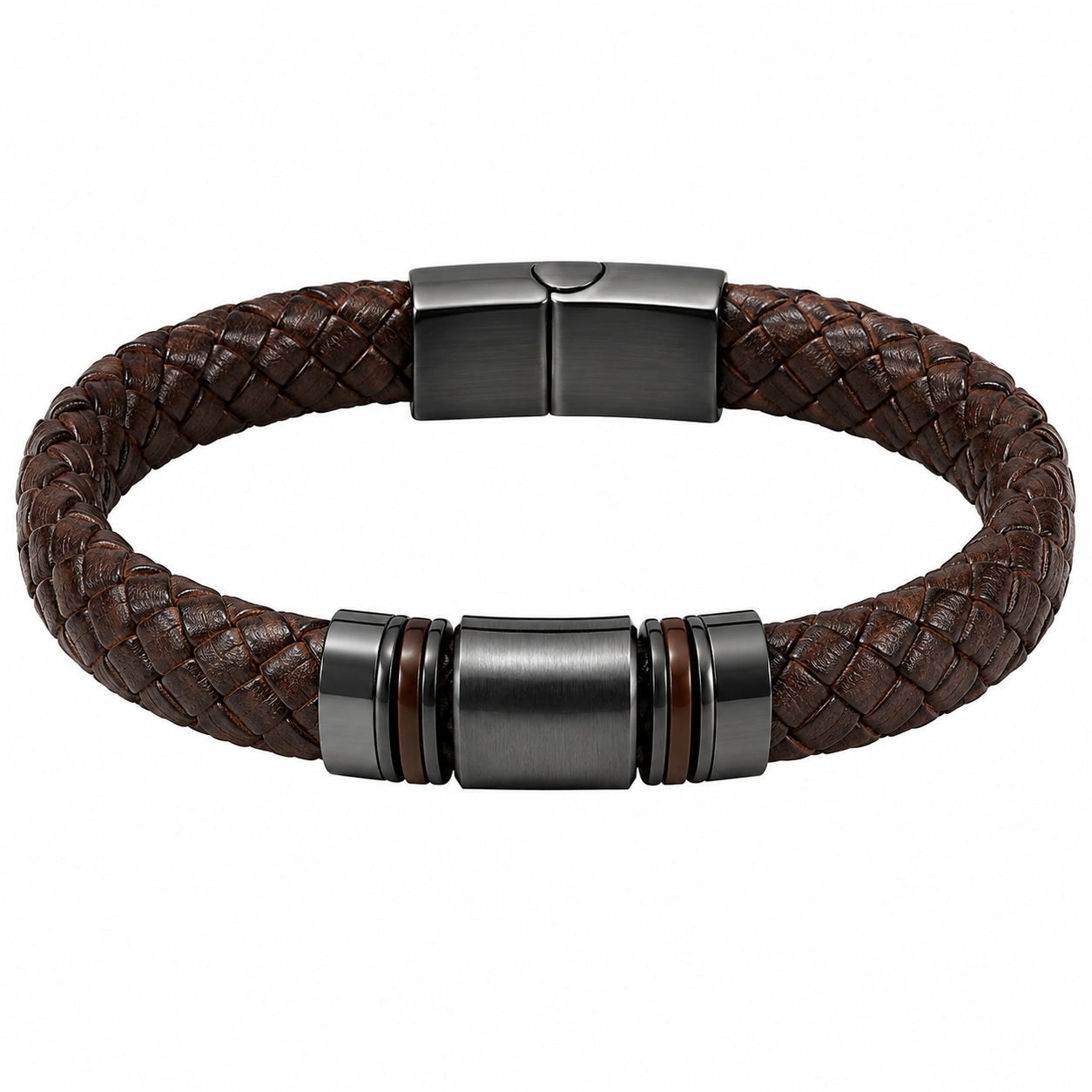 Bracciale intrecciato marrone con chiusura magnetica