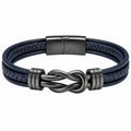 Bracciale intrecciato blu con nodo decorativo in metallo