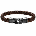 Bracciale intrecciato marrone con chiusura a nodo metallico
