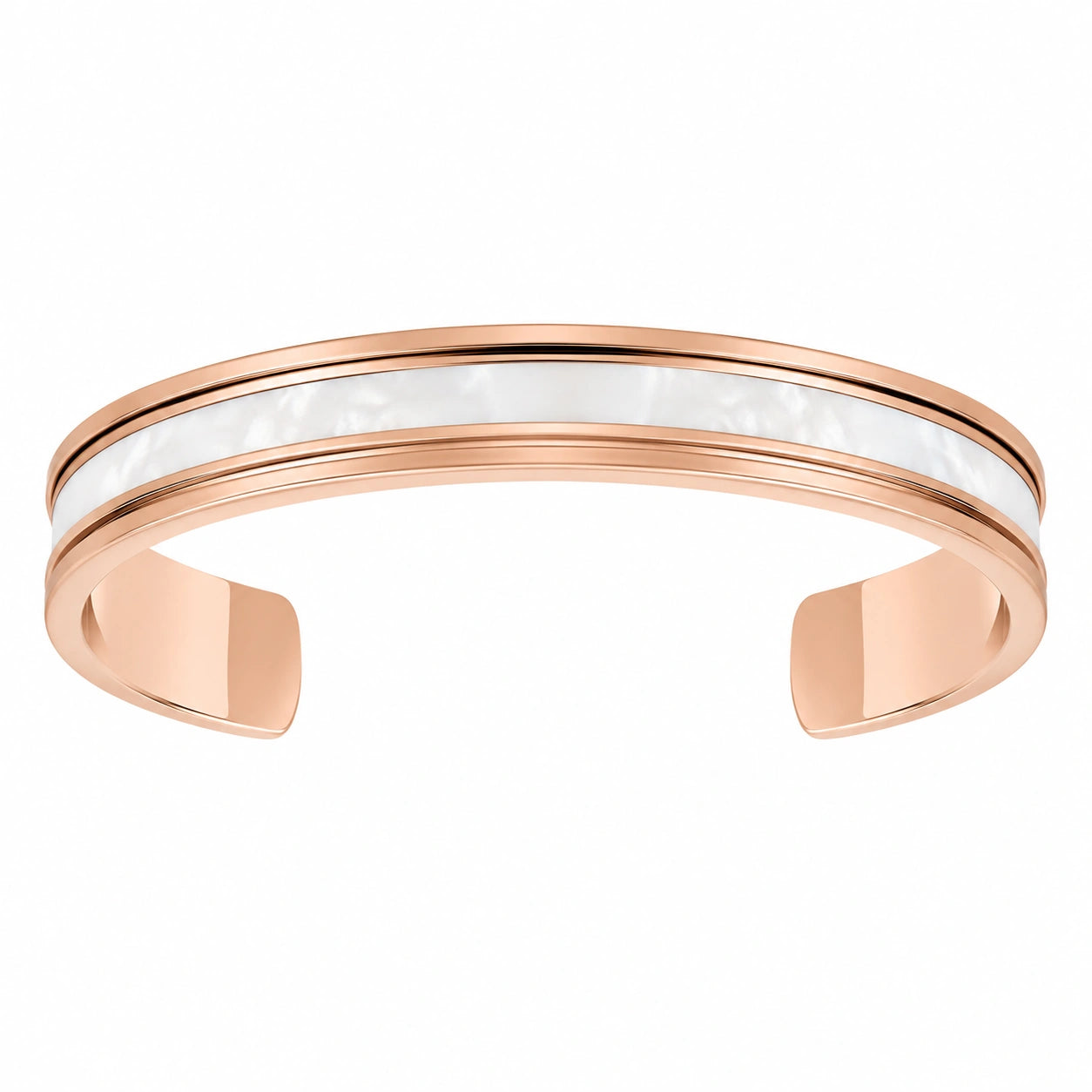 Bracciale rigido in oro rosa e madreperla