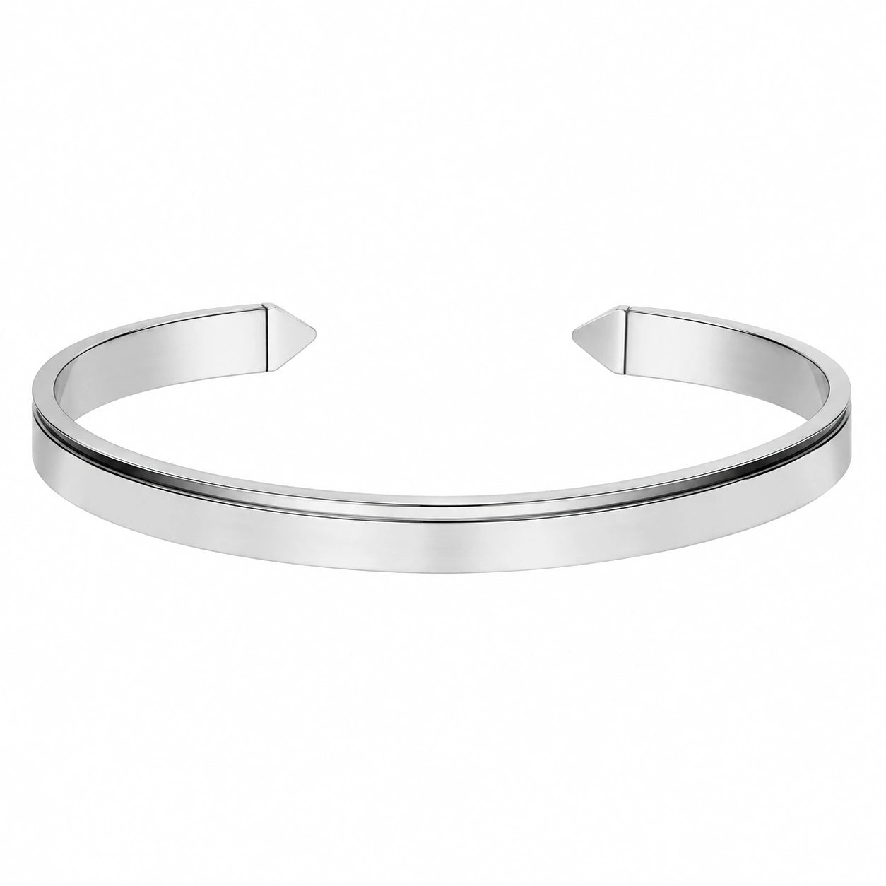 Bracciale Rigido Minimalista Argento Lucido Regolabile