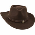 Cappello da Cowboy in Feltro Marrone con Fascia Intrecciata