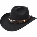 Cappello Cowboy in Feltro Nero con Decorazioni Western