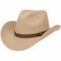 Cappello Cowboy in Feltro Beige con Cinturino Marrone