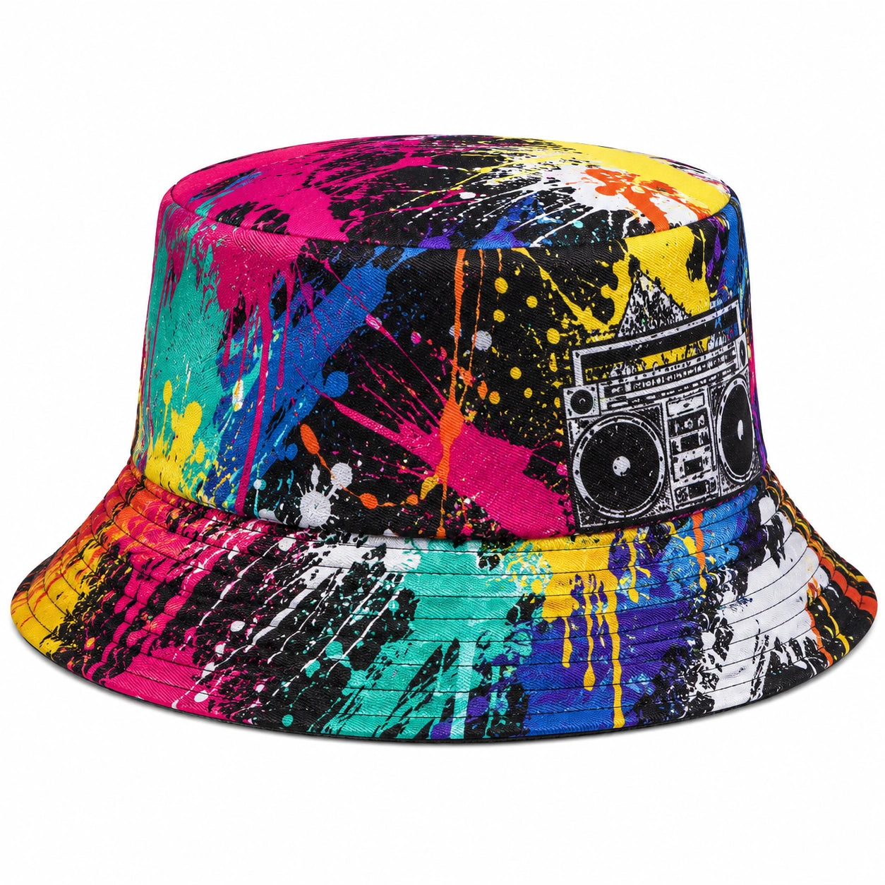 Cappello a Secchiello Multicolore con Stampa Grafica Vivace