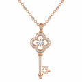 Collana con Ciondolo Chiave in Oro Rosa e Zirconi